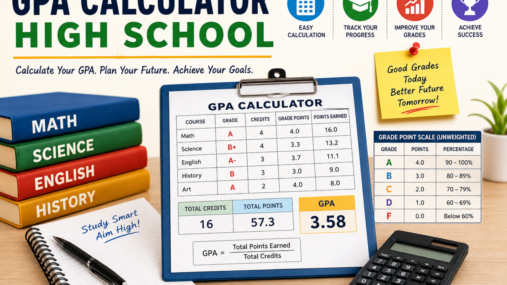 High school GPA calculator illustration