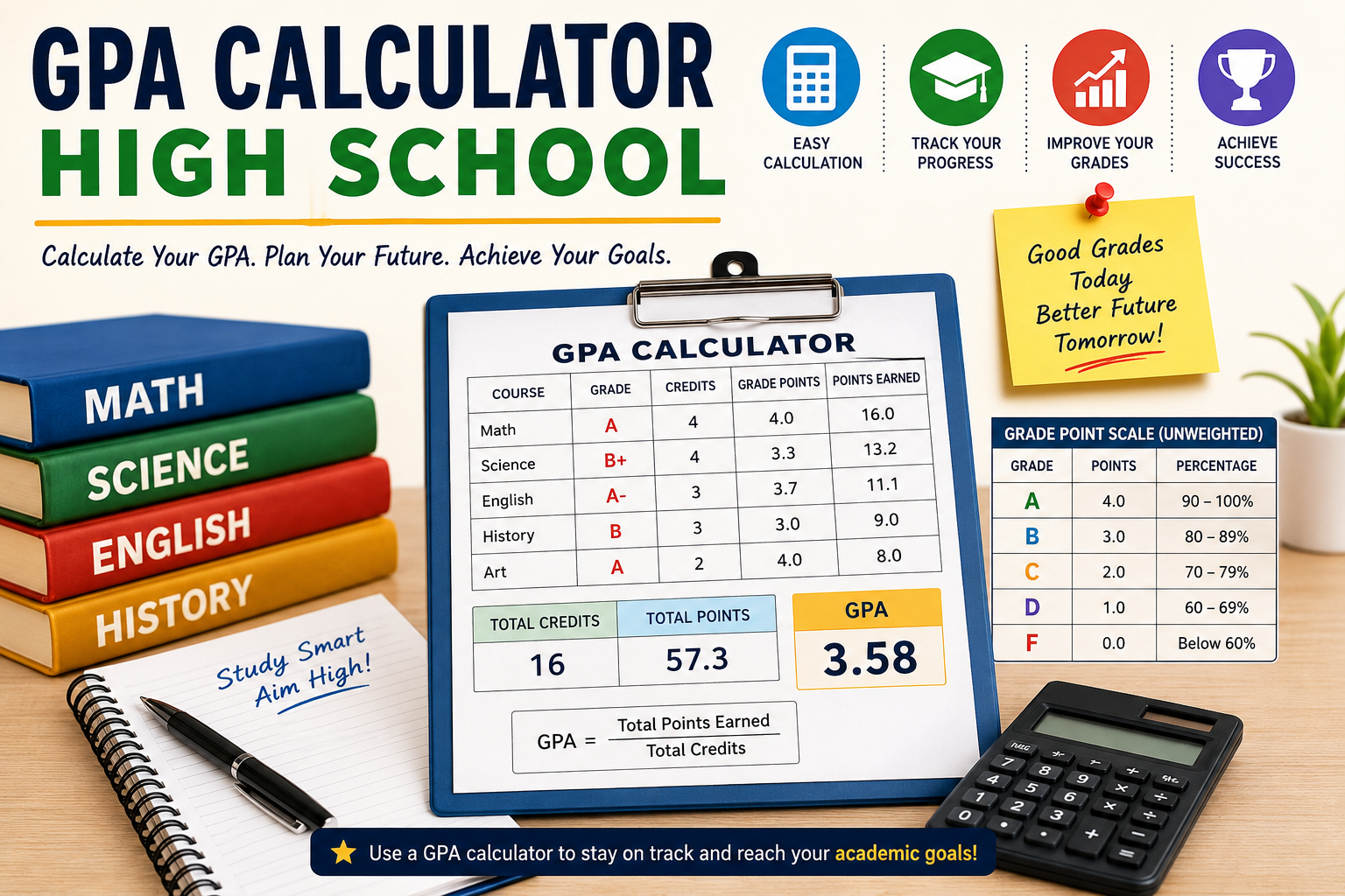 High school GPA calculator illustration